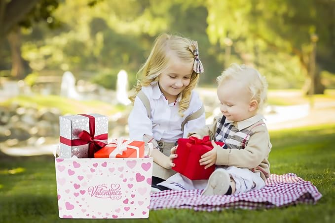 CLOCOR Rectangular Valentines Basket Empty,Toys Storage Basket,Waterproof Gift Basket,Room Decor(Valentine Basket)