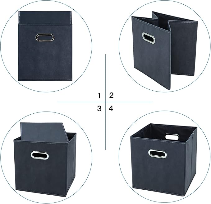 STOREONE Fabric Storage Bins Cubes Baskets Containers-(11X11X11) with Dual Handles Cube Storage Organizer Bins for Shelf Closet, Bedroom Organizers, Foldable Set of 3 (Grey )