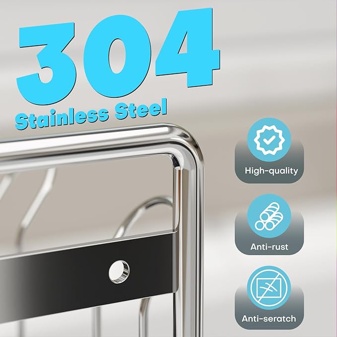 Large Dish Drying Rack, Expandable Dish Rack, 304 Stainless Steel Dish Racks for Kitchen Counter, Multifunctional Dish Drainers with Utensil Holder & Cutting Board Holder