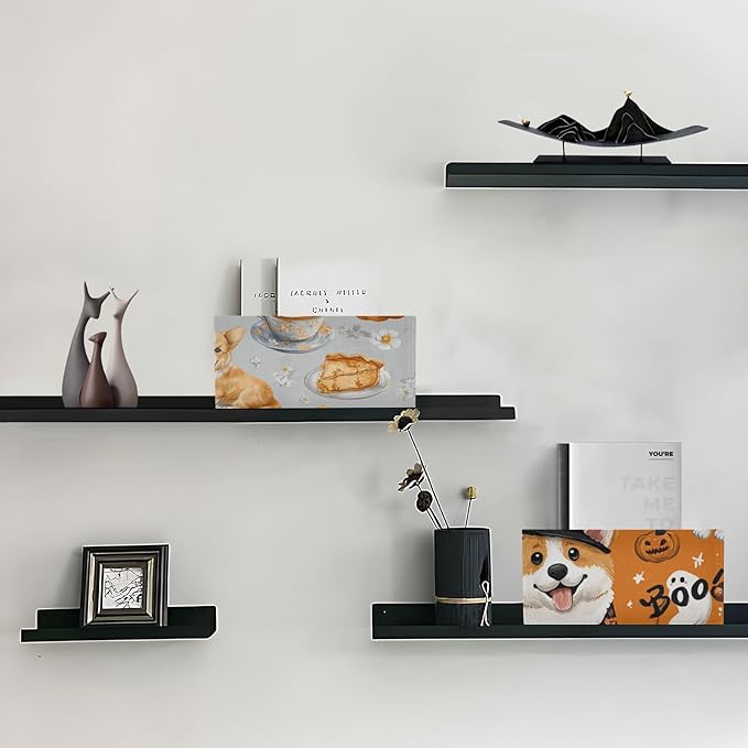 Grey Corgis Autumn Leaves Cake Closet Storage Bins 2 Pcs Felt Open Home Storage Containers Organizer with Handles Collapsible Shelf Basket for Home Office Craft Room Classroom Fabric
