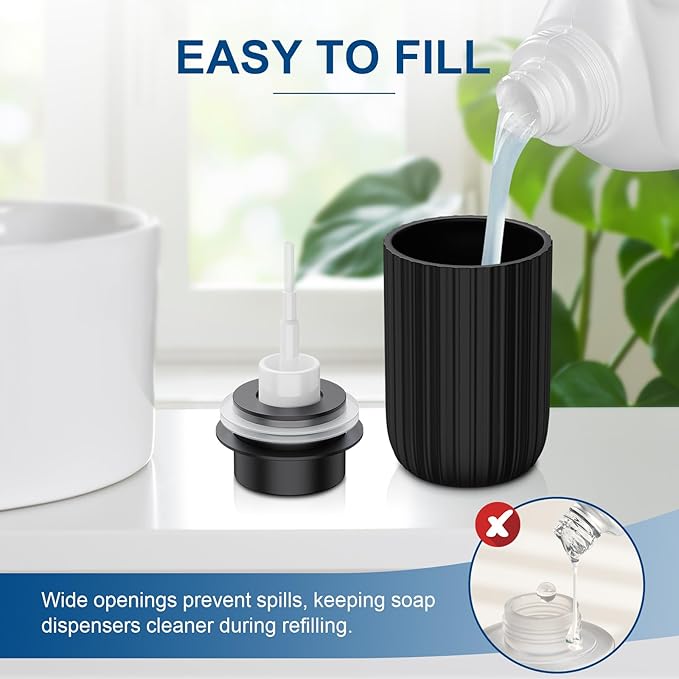 Ceramic Foaming Soap Dispenser, 12 oz Bathroom Foam Hand Soap Dispenser, Refillable Lotion Soap Dispenser with Removable Pump for Kitchen Hand Wash Dispenser, Modern Home Decor (Black)