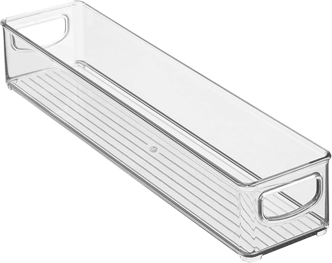 iDesign Slim Clear Plastic Storage Bin, Extra Long Narrow Stackable Organizer for Kitchen and Pantry, 2-Pack