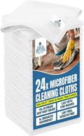 DAN RIVER 24-Pack White Microfiber Towels – Ultra Absorbent, Lint Free Towels & Streak-Free for Home, Car & Kitchen - Must-Have Cleaning Essentials - 12" x 12"