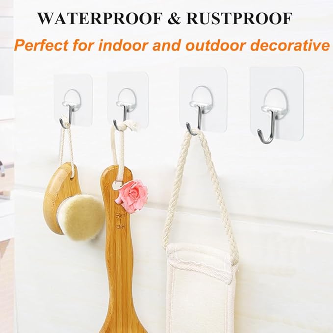 FOTYRIG Adhesive Hooks 15lb(Max) 180 Degree Rotating Heavy Duty Sticky Wall Hooks for Hanging Space Saving Towel Hooks Holder Seamless Stick on Bathroom Kitchen Office Outdoors-20 Packs