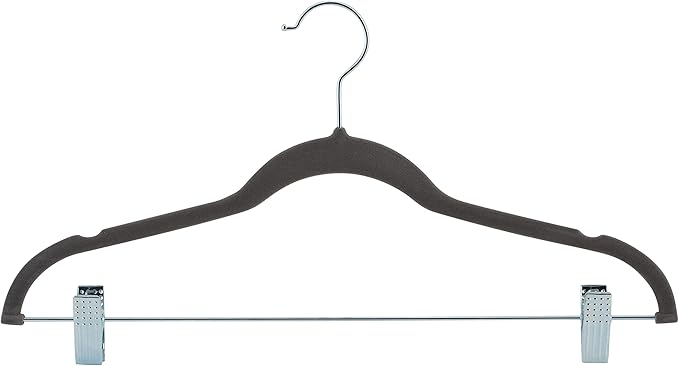 Laura Ashley 12 Pack Velvet Hangers with Clips | Durable | Plush Velvet | Slim | Closet Organization | Grey | 12pack | Suit | Pants | Blouse | Closet Organization
