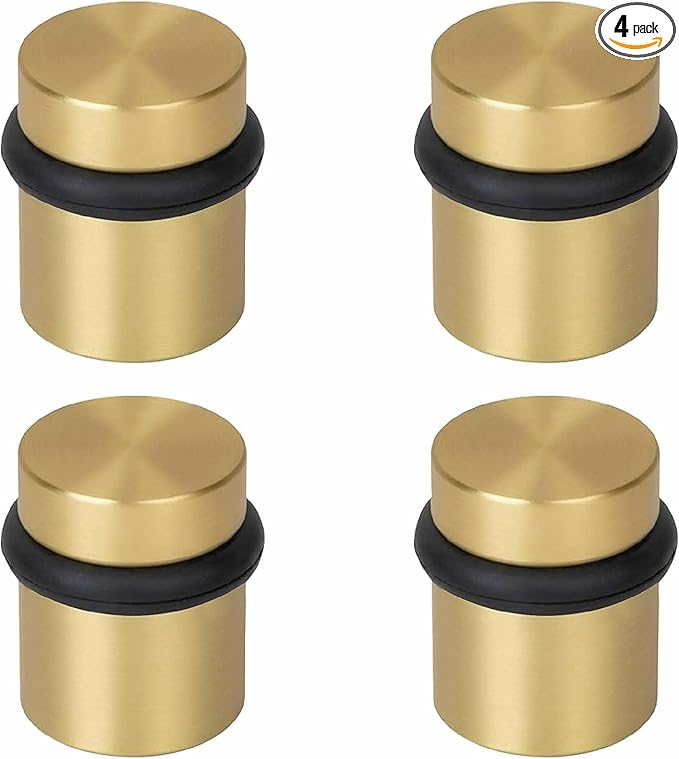 Mega Handles Floor Door Stopper, Quickly Installed Wall Protector, Wall Protectors from Door Knobs, Floor Door Stop with Mounting Hardware Included - Satin Brass - 1.5 Inch
