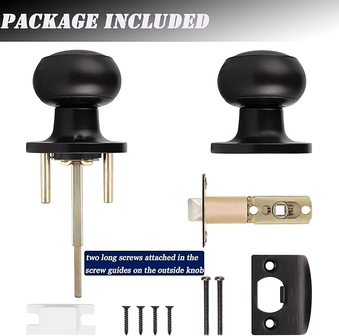 Probrico 4 Pack Interior Door Knobs Bathroom Bedroom Privacy Keyless Door Lock Lockset in Oil Rubbed Bronze