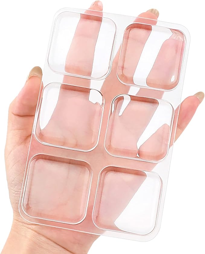 Door Knob Wall Shield, 6PCS Transparent Square Guard Door Stopper Wall Protector Silencer, Self Adhesive Door Handle Bumper (1.57" Small Square 6 PCS, Clear)