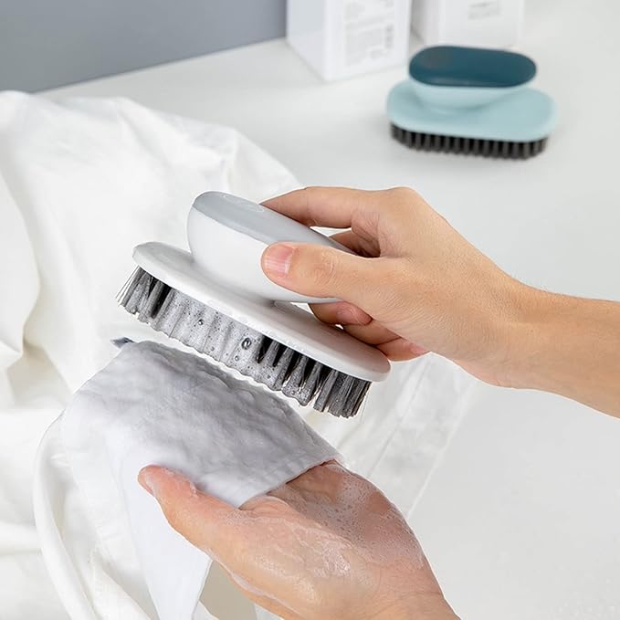 Laundry Scrub Brush 2 Pack Soft Bristle Brush Cleaning Brush for Stains Clothes Scrubbing Brush Household Cleaning Tool for Bathroom Countertops Bathtubs (Gray)