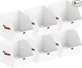 Fabric Closet Storage Cubes - 6 Pack Square Storage Bins with Dual Handles for Clothes, Towels, Toys, Cube Storage Organizers for Bedroom, Nursery, Shelves, Closet, Small Spaces, White