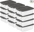 Sterilite 12-Pack ShelfTote, Clear Plastic Storage Bins with Lids, 25 Quart, Gray - Stackable Organizing Container Boxes for Closet, Bathroom, and Office