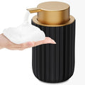 Ceramic Foaming Soap Dispenser, 12 oz Bathroom Foam Hand Soap Dispenser, Refillable Lotion Soap Dispenser with Removable Pump for Kitchen Hand Wash Dispenser, Modern Home Decor (Black)