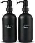 MaisoNovo Soap Dispenser 2-Piece Set | 16.9oz Black Bottles with Black Plastic Pumps