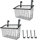 LeleCAT Grid Storage Baskets with Hooks, Over Cabinet Door Organizer, Wire Basket Hanging Storage Organizer, Kitchen Bathroom Organizer (Black, Large)