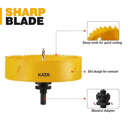 KATA 6-1/4 Hole Saw for Recessed-Lights: Installing 6 Inch LED Recessed Ceiling Light Can Lighting on Drywall - 6.25 Inch Hole Saw with Silicone Dust Bowl - Hole Cutter with Dust Catcher