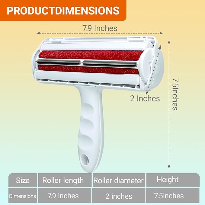 Pet Hair Remover Roller with Reusable Fiber Roller and Built-in Collection Box - Cat and Dog Hair Remover for Sofas, Carpets, and Clothing - Portable Hair Removal Tool (White)