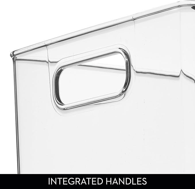 iDesign Pantry Organizer Bins with Handles - Storage Bins for Cabinets or Fridge - Set of 2 - Clear