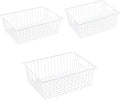 3 Pack Upright Freezer Organizer Bins - Standup Organizers for 16 Cu.Ft Freezer, Improve Air Circulation, Wire Storage Baskets, White