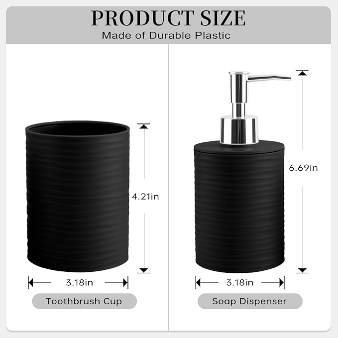 2 Piece Bathroom Accessory Set, Bathroom Accessories Set Include Soap Dispenser and Toothbrush Holder for Modern Bathroom Decor