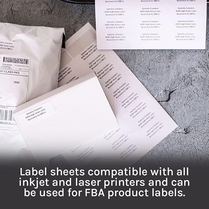 Premium Label Supply White Address Sticker Labels – 2.625" x 1" – Laser/Inkjet Compatible – (30 per Sheet), 25 Sheets - 750 Total Adhesive FBA Labels