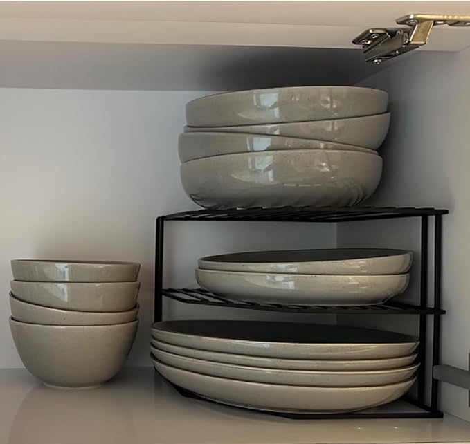 Frcctre 3-Tier Kitchen Corner Shelf Rack Counter and Cabinet Organizer, 9x9x7.5 Inch Metal Wire Kitchen Counter Pantry Cabinet Organizer and Storage Shelf for Plates, Cups, Dishes