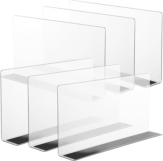 STOBAZA Transparent L-Type Shelf Dividers with Magnetic Base 9.84X4.72X1.57 Inch Store Goods Divider for Supermarket Kitchen Closet Organization Cabinet Separators