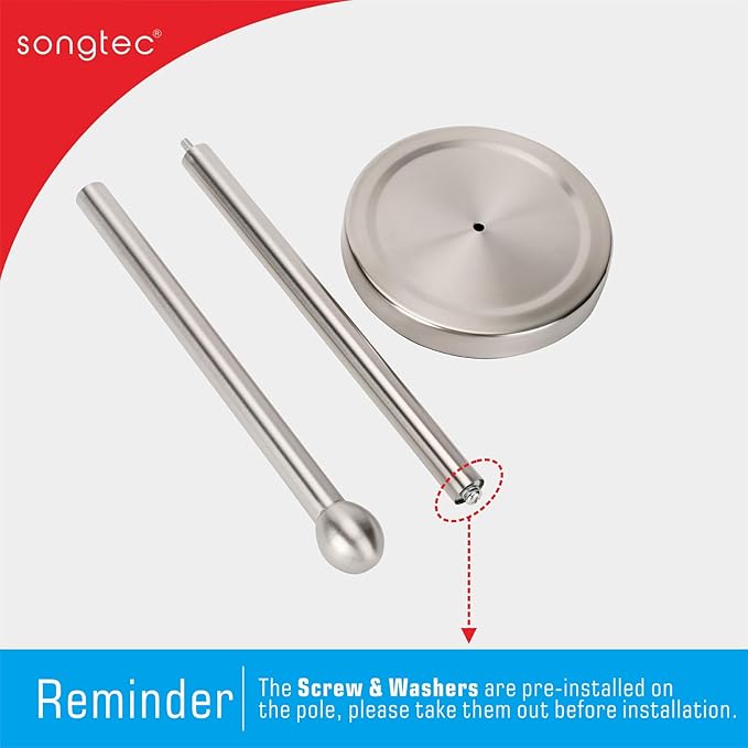 Songtec Toilet Paper Holder Stand with Reserve, Floor Standing Tisse Roll Holder for 4 Rolls, Compact Design Bathroom Toilet Paper Storage - Brushed Nickel