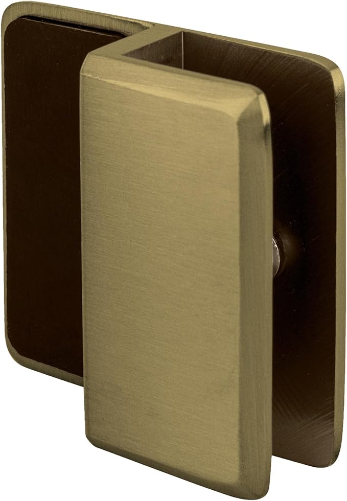 Brixwell Brushed Bronze Beveled Frameless Shower Door Stop for 1/4" to 3/8" Glass, Durable Brass Design, Non-Slip Barrier, Modern Bathroom Accessory