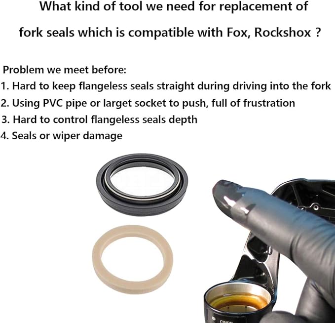 Dust Seal Installation Tool Fork Dust Seal Driver Dust Wiper Installation Tool Guide Compatible for Fox Rockshox Suspension Fork Lower Leg in 30mm 32mm 34mm 35mm 36mm 40mm