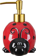 17 OZ Ladybug Ceramic Soap Dispenser with ABS Pump,Refillable Liquid Bathroom soap Dispenser for Lotion ,Body Wash ,Cute Kitchen Soap Dispenser for Dish Soap,Hand Soap
