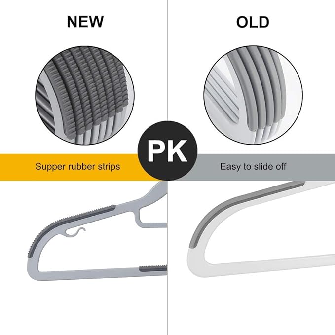 OIKA Plastic Hangers, Pack of 30 Clothes Hangers, Super-Slim Non-Slip Heavy Duty Hangers for Closet, Apartments, Dorms - Space Saving, Waterproof, 11lbs Capacity (16.5inch-Grey)