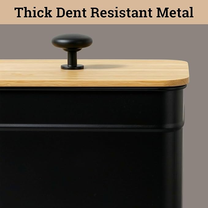 Kitchen Canisters for Countertop Set of 4 with Customizable Chalkboard Labels & Marker Pen - Big Iron Kitchen Canisters with Airtight Lids - Black Canister Set - Flour and Sugar Containers Farmhouse