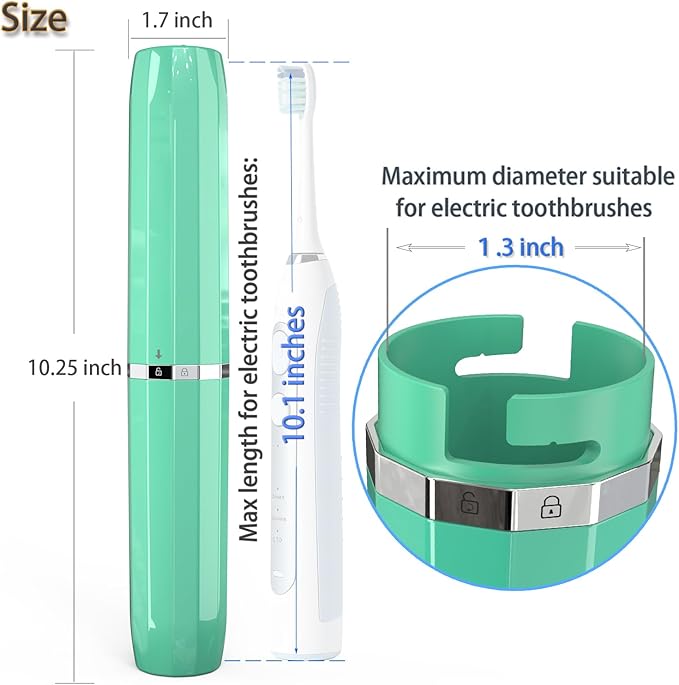 SIEANE Electric Toothbrush Travel Case, Universal Fit for Most Electric Toothbrushes, Ventilation Design Portable Holder Cover for Men and Women, Travel Essentials for Business Trip & Vacation (Green)