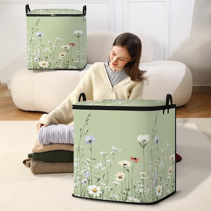 2pcs closet organizers and storage under bed,clothing blanket sweater sheet bedding comforter duvet quilt pillow toy storage bags with lids,dorm room essentials for containers 95L