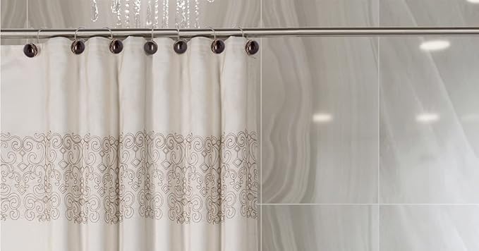 Creative Scents Dublin Brown Shower Curtain Hooks - Decorative Set of 12 Durable Shower Rings