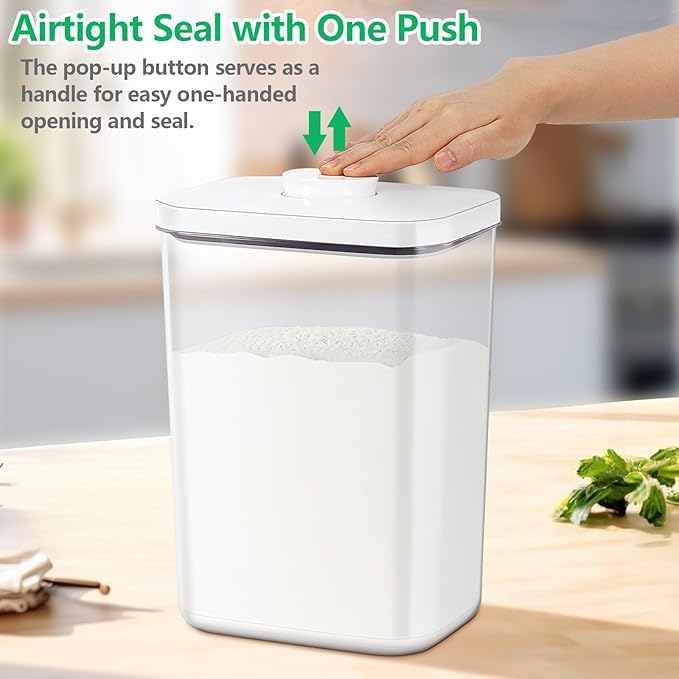 TBMAXS Airtight Flour Rice Storage Container with Pop-up Lid - 6 Qt | 11 Lbs Crystal-Clear Plastic Bread Container, Tall and Slim Storage Bin Fit for Kitchen Pantry Organization