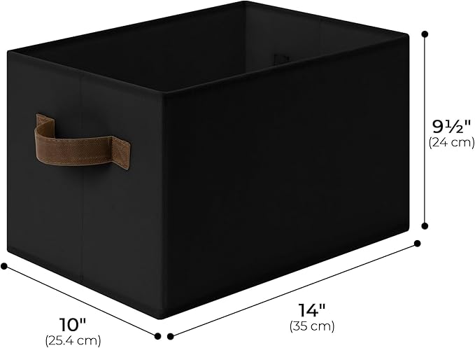 Cupic Cupid Storage Bins Closet, Fabric Closet Organizers and Storage, 6-Pack Baskets for Organizing, Large Storage Boxes with Handles for Clothes and Toys, Black