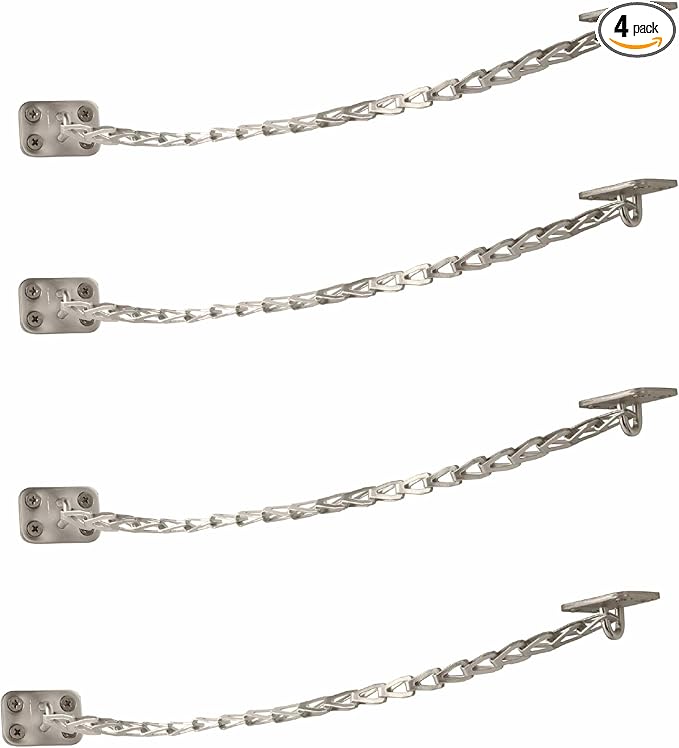 MEGA HANDLES Transom Door Chain 12-Inch, Door Chain Stopper for Transom Windows, Cabinet Door Restraint, Chain Lid Support, Durable Transom Window Hardware for Enhanced Safety - Polished Chrome