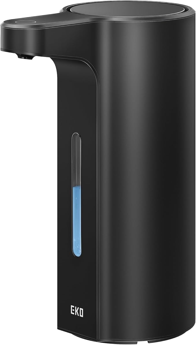 EKO Aroma Pro 13.5 fl oz Touchless Automatic Liquid Soap Dispenser, Rechargeable Hand & Dish Soap Dispenser for Bathroom and Kitchen, Waterproof, Adjustable Volume Control (Matte Black)