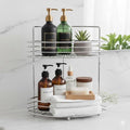 2-Tier Floor Standing Corner Shower Caddy - Stainless Steel Bathroom Organizer Includes Screws and Anchors - Freestanding or Wall-Mounted Caddy - Silver (2-Layer, Triangle)