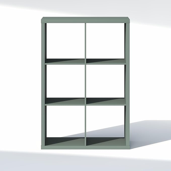 Furinno Cubic Closet Organizers and Storage, 6-Cube Closet Organizer, Open Shelf Closet Storage, Extra Thick Frame for Wardrobe, Bedroom, Living Room, Sage Green