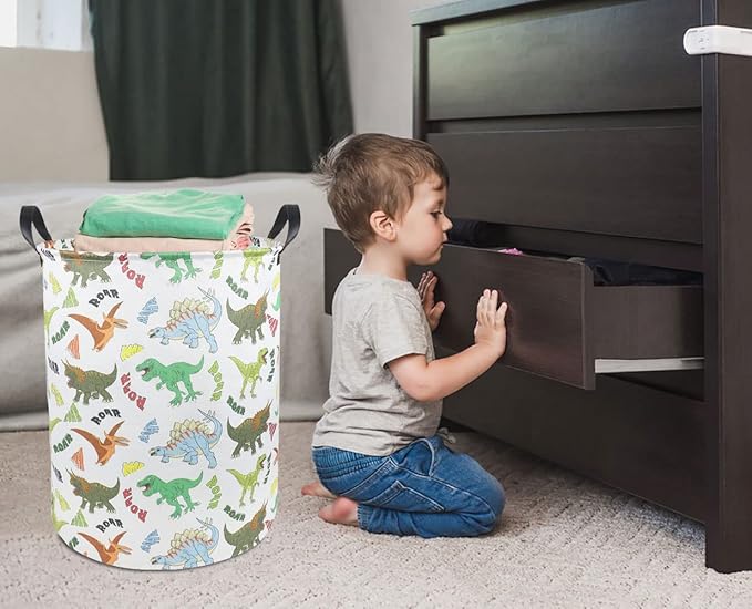 Dinosaur Laundry Basket,Kids Toys Storage Bin for Bedroom,Waterproof Baby Clothes Hamper with Handles,Nursery Hamper,Room Decor,Gift Baskets(Howling Dinosaur)