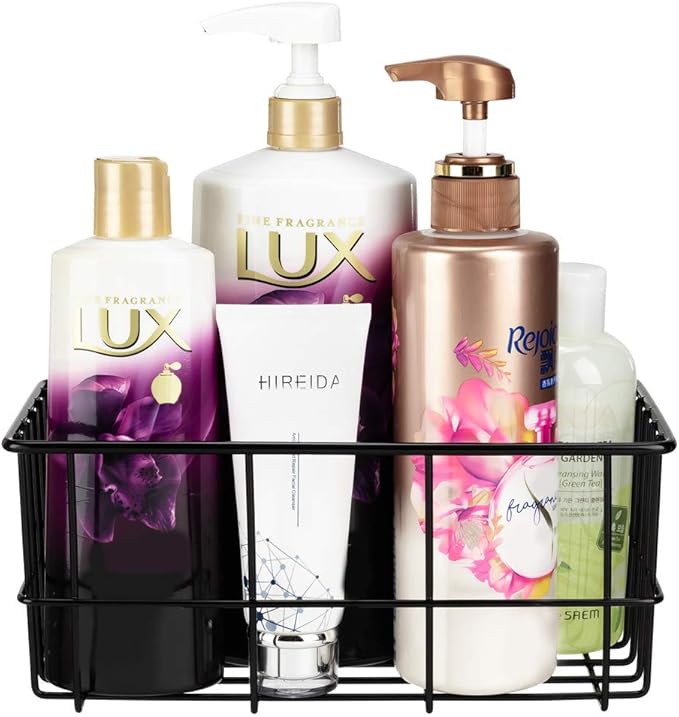 SANNO Suction Cup Shower Caddy Adhesive Deep Bathroom Basket Bath Organizer Kitchen Storage Basket for Gel Holder Bathroom Storage Shampoo, Conditioner,Stainless Steel
