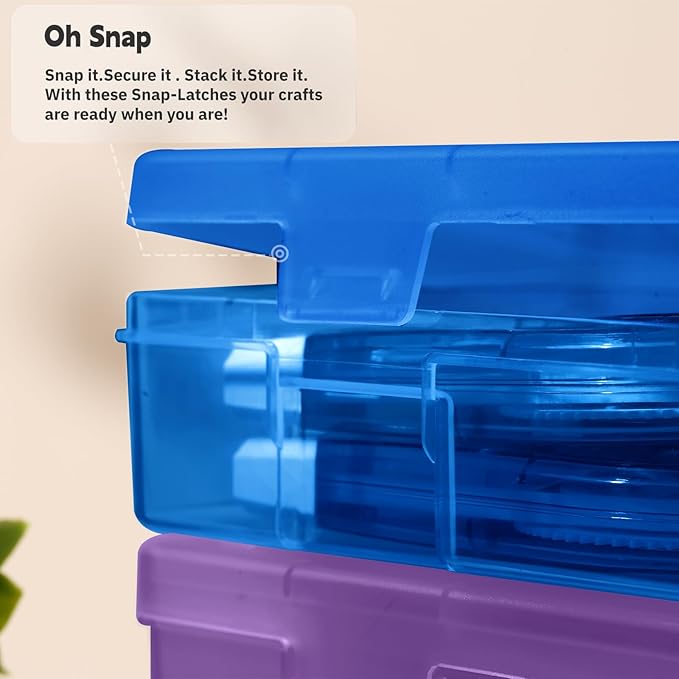 novelinks Plastic Clear Storage Containers for Organizing, Craft Storage Organizers and Stackable Storage Bins with Lids for Pencil Box, Bead, Cookie Cutter, Board Game (6 Pack Large -Color)