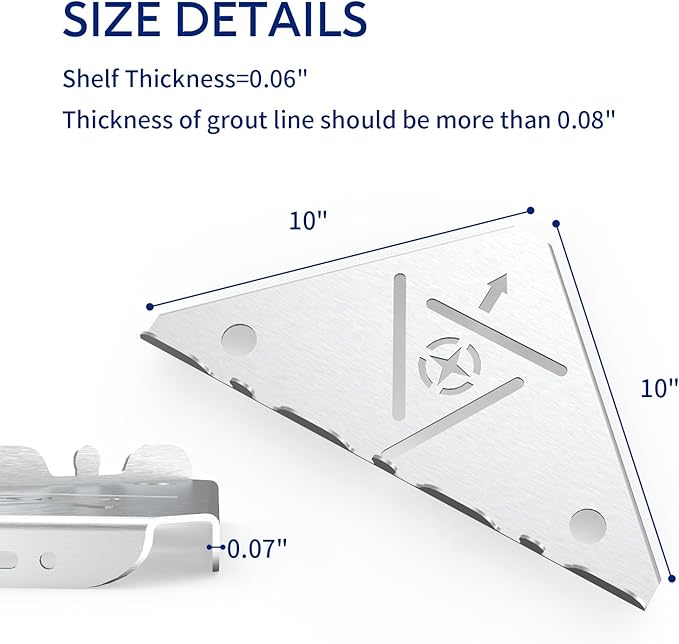 LLLFTJ 2 Pack Corner Shower Shelf, 10" 304 Stainless Steel Modern Corner Shower Shelf for Inside Shower, Heavy Duty Shower Caddy Organizer with Razor Hole, Drilling Installation (Brushed Nickel, 10")