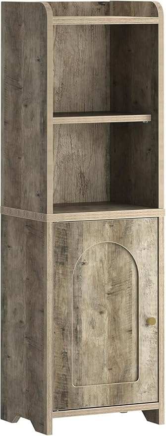Bathroom Storage Cabinet, Corner Floor Cabinet with Doors and Adjustable Shelf, Narrow Toilet Paper Cabinets, Bathroom Organizer for Small Spaces, Rustic Greige BC39705X