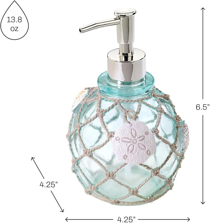 Avanti Linens - Lotion Pump/Soap Dispenser, Countertop Accessories, Beach Inspired Bathroom Decor (Seaglass Collection)