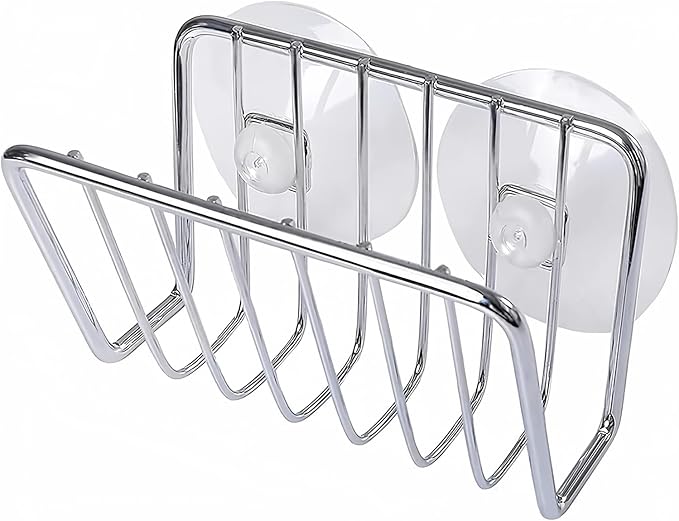 Toplife Sponge Holder for Kitchen Sink, Stainless Steel Suction Cup Sponge Caddy - Silver