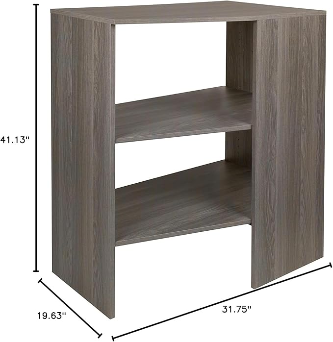 ClosetMaid SuiteSymphony Wood Corner Shelf Unit, 2 Shelves, Adjustable, Stacking, for Storage, Closet, Clothes, Shoes, Décor, Graphite Grey