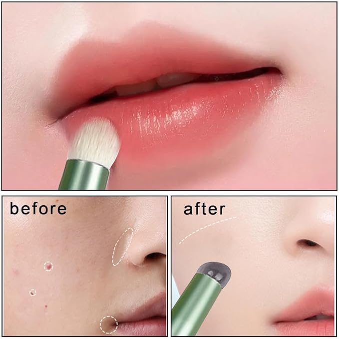 WOKOTO 1pcs Chrome Green Double-Headed Nail Art Brushes Silicone Ombre Nail Brushes And Nail Dust Brushes Picking Dotting Gradient Pen Brush Nail Ombre Brush For Acrylic Nails Painting Cleaning
